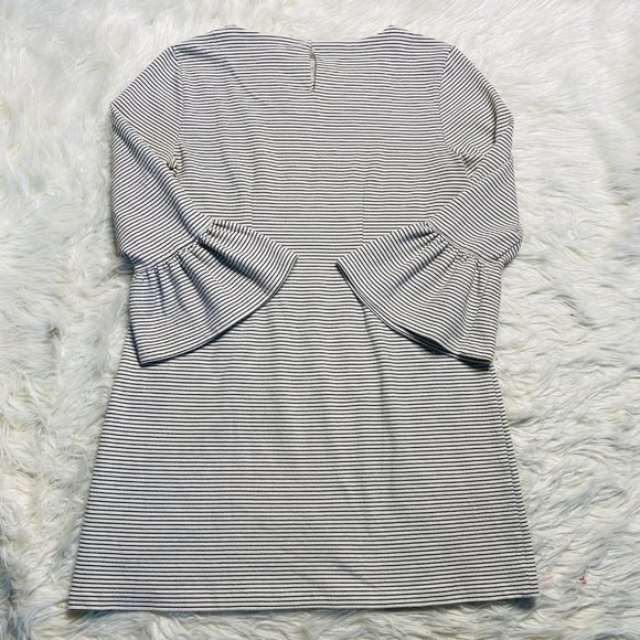 J. Crew Dresses & Skirts - J. Crew Womens Knit A Line Striped Peplum Sleeve Black Ivory Dress Size Large